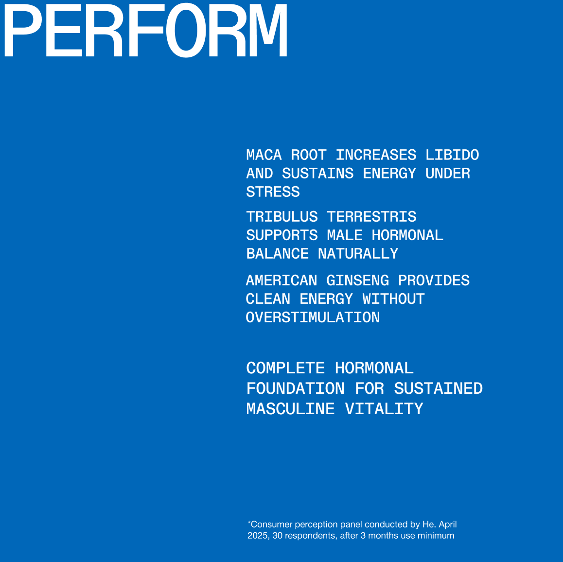 Perform formula ingredient benefits - Maca, Tribulus, Ginseng, Fenugreek, Ginkgo