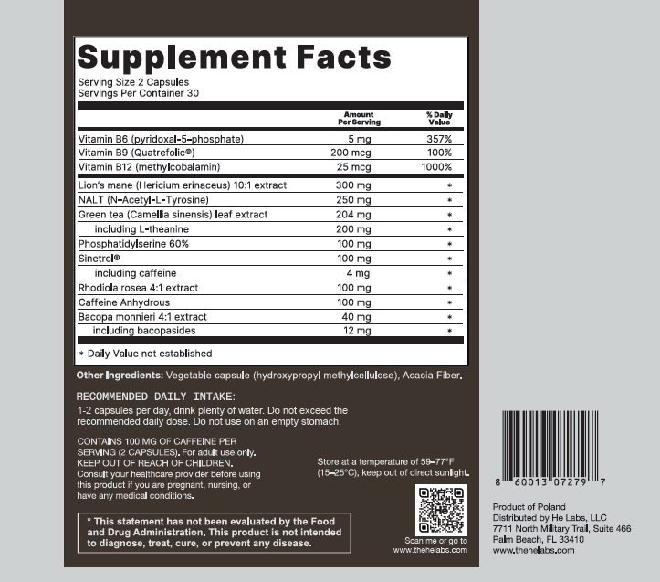 Supplement facts label - Brain