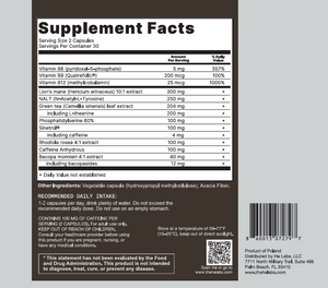 Supplement facts label - Brain