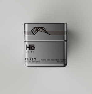 Hē Labs Brain premium nootropic supplement tin for men