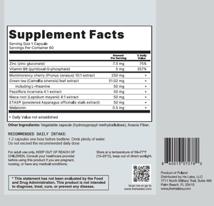 Supplement facts label - Sleep